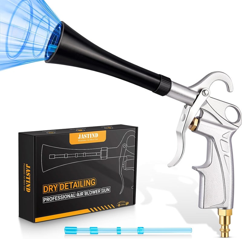 JASTIND Tornado Car Cleaning Gun, Powerful Dry Car Detailing Air Gun Blower with Replacement Blasting Tube, Brass 1/4 IN NPT Quick Connector, Metal Air Blaster for Air Compressor Attachments - Image 1